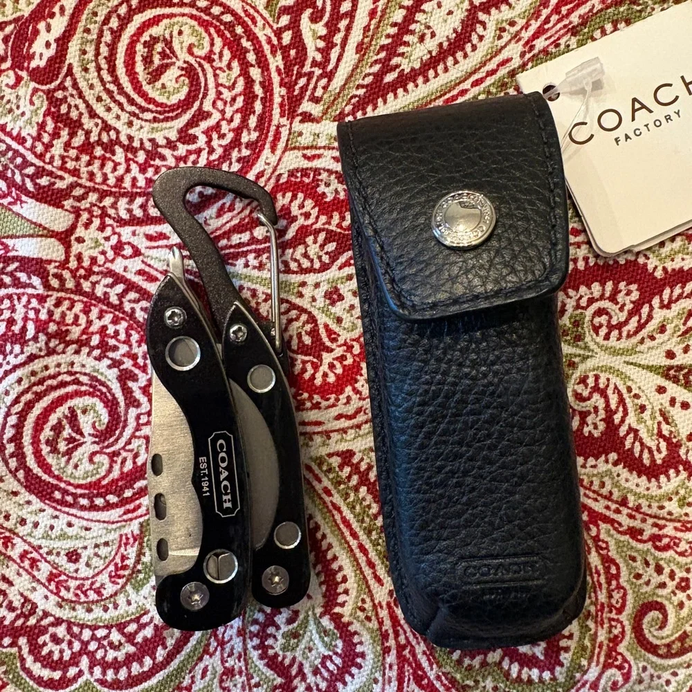 NWT Coach Black Multi-Tool with Leather Case - Picture 1 of 3